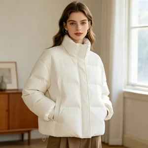 White Stand-Collar Down Jacket