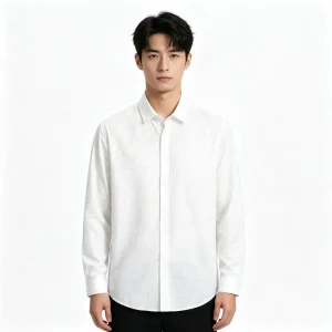 White Tonal Jacquard Long-Sleeve Shirt
