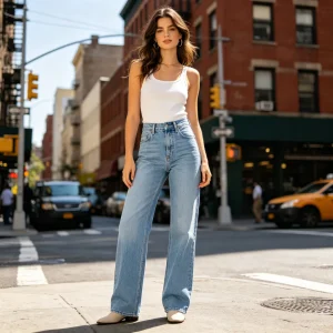 Light Blue Straight Leg Jeans