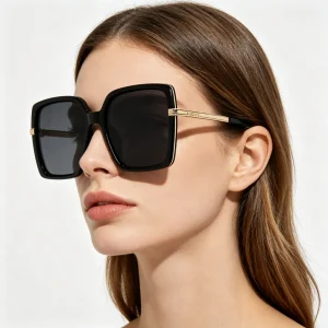 Black Metal Square Frame Sunglasses