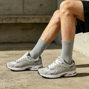 Gray Cotton Crew Socks