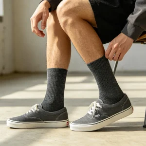 Dark Gray Cotton Crew Socks