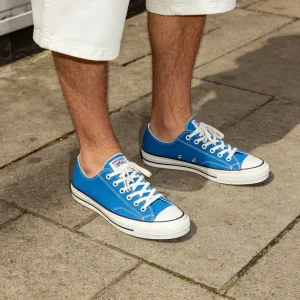 Blue Low-Top Canvas Sneakers