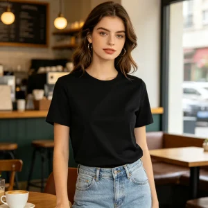 Black Cotton Crew-Neck T-Shirt