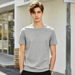 Gray Cotton Crew-Neck T-Shirt