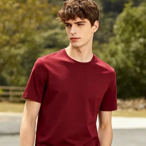Burgundy Cotton Crew-Neck T-Shirt