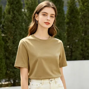 Khaki Cotton Crew-Neck T-Shirt