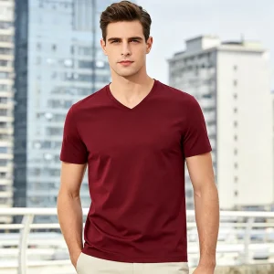 Burgundy V-Neck T-Shirt