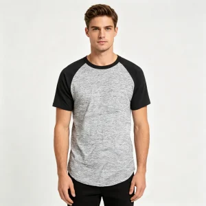Heather Gray and Black Raglan T-Shirt