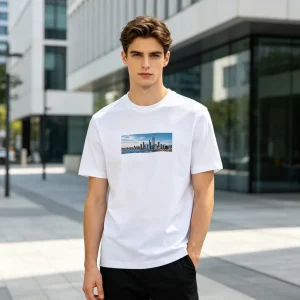 White Abstract Geometric Print Short Sleeve T-Shirt