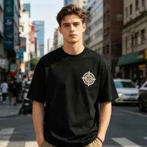 Black Vintage Badge Print Short Sleeve T-Shirt