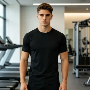 Black Crew Neck Short Sleeve Athletic T-Shirt