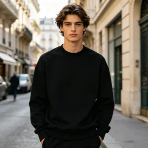 Black Minimalist Crewneck Sweatshirt