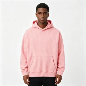 Pink Drop-Shoulder Hoodie