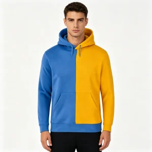 Blue and Yellow Color-Block Hoodie
